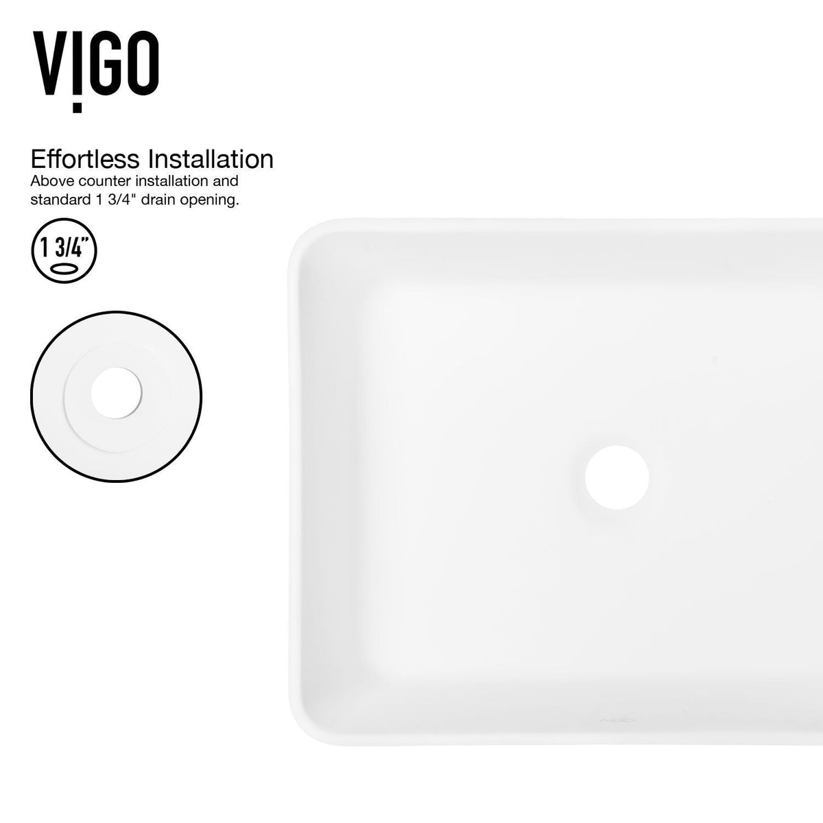Marigold MatteStone Matte White Bathroom Sink/Basin Set with Amada Faucet and Rectangular Composite Vessel J9U3 - product image 3