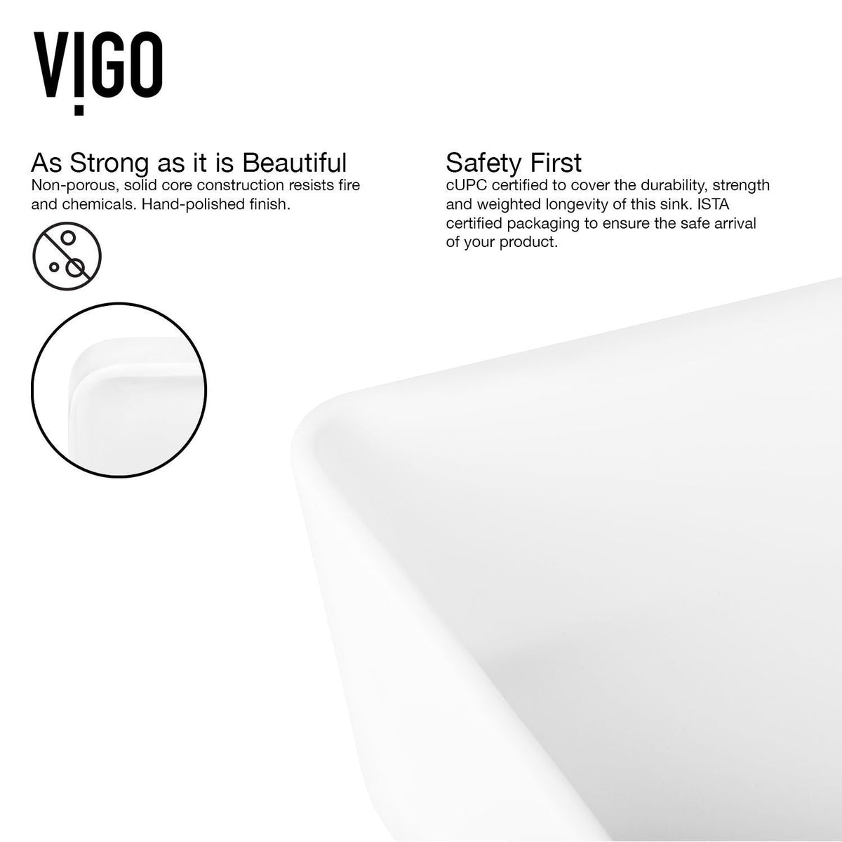 Marigold MatteStone Matte White Bathroom Sink/Basin Set with Amada Faucet and Rectangular Composite Vessel J9U3 - product image 8