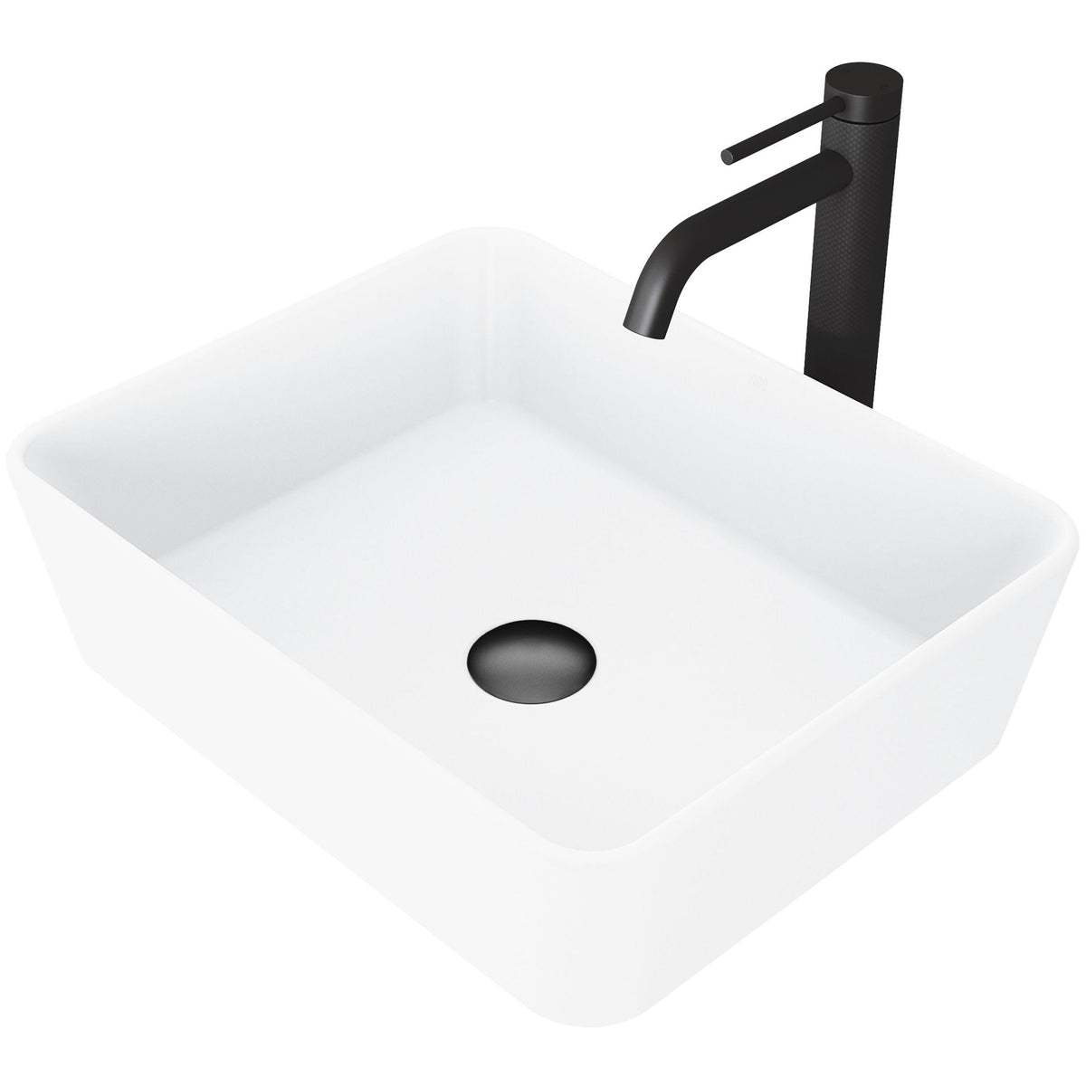 Marigold MatteStone Matte White Bathroom Sink/Basin Set with Lexington Faucet and Rectangular Composite Vessel Y4M0 - product image 1