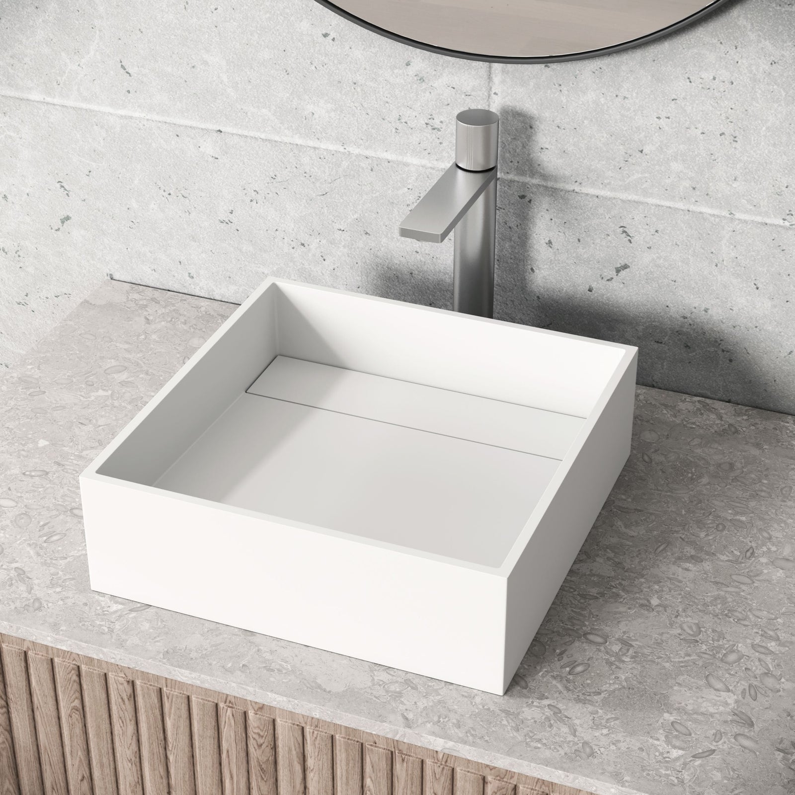 Montauk MatteStone 15x15-in Deep White Bathroom Sink/Basin with Rectangular Vessel M6B3 - product image 8