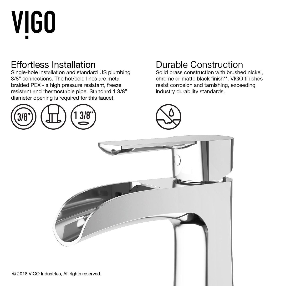 Paloma Single Handle Single Hole Bathroom Sink Faucet, WaterSense Certified, Chrome U6V3 - product image 6