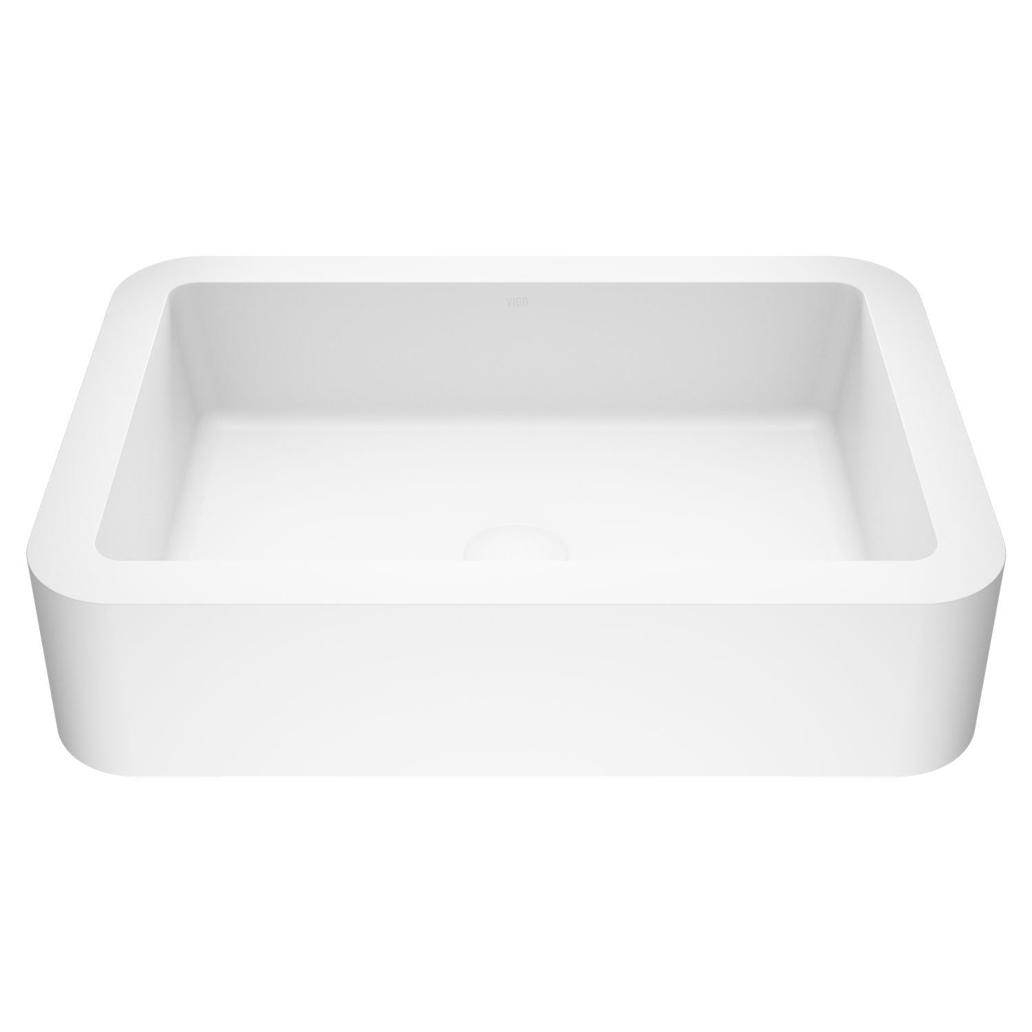 Petunia Matte Stone Rectangular Composite Vessel Bathroom Sink/Basin with Rounded Edges & Deep Bowl, White Z9A8 - product image 1