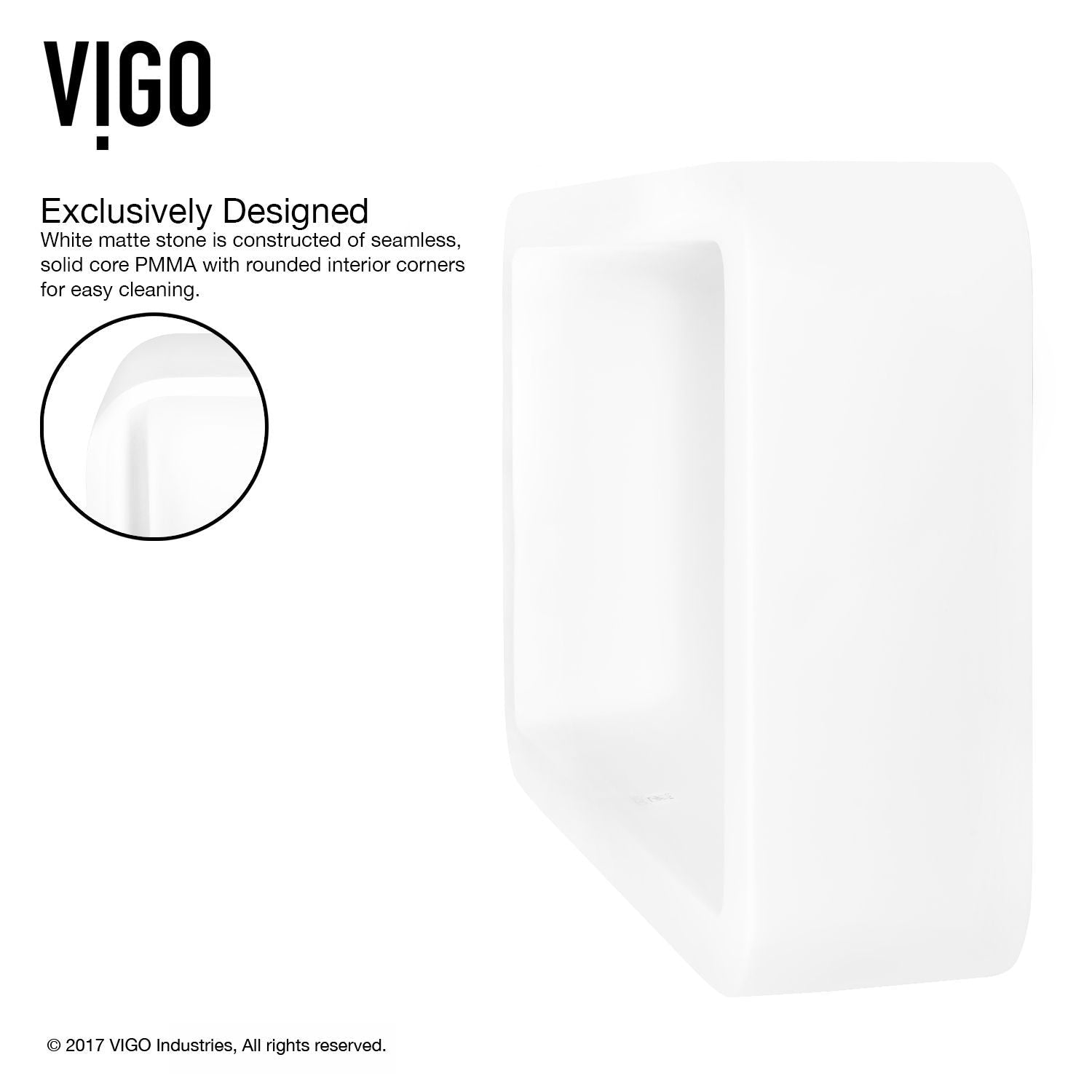 Petunia Matte Stone Rectangular Composite Vessel Bathroom Sink/Basin with Rounded Edges & Deep Bowl, White Z9A8 - product image 3
