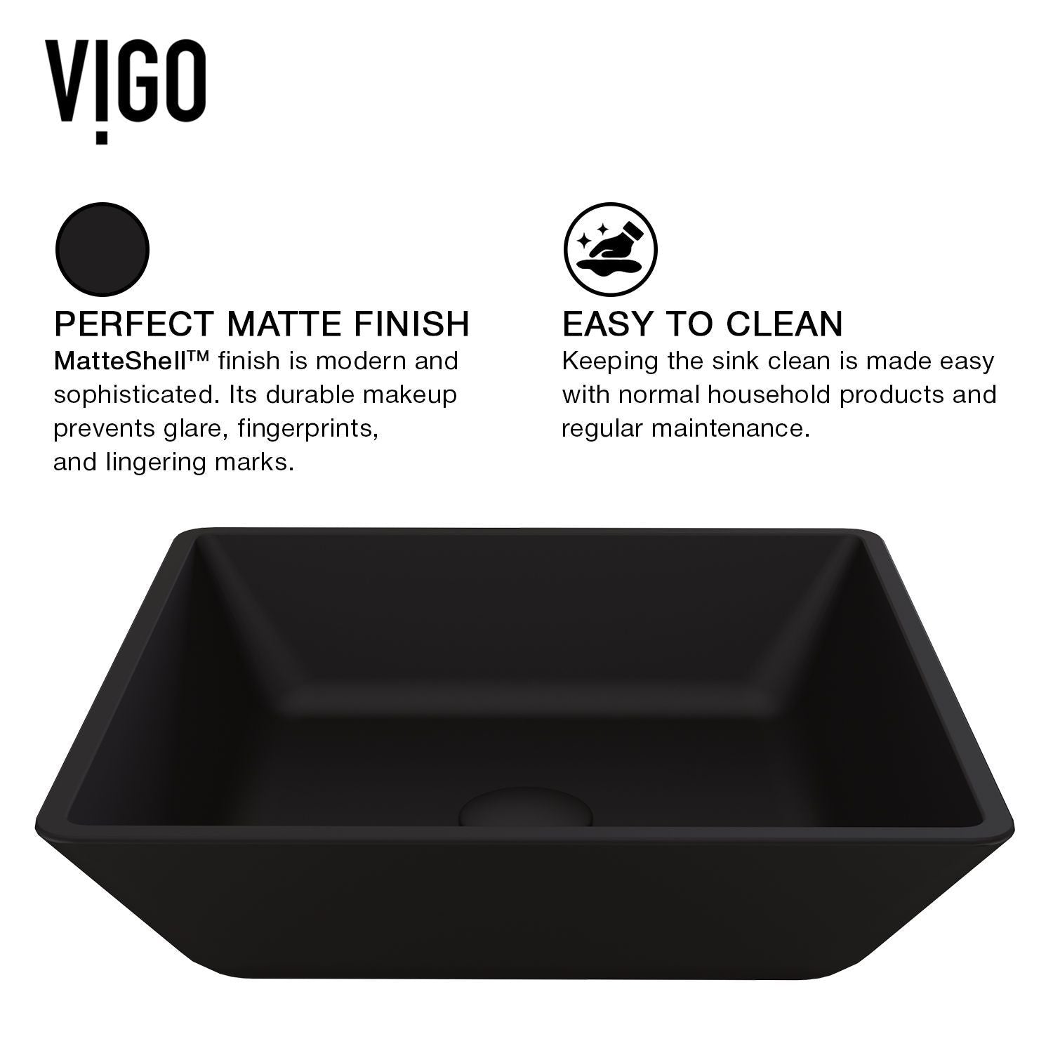 Roma MatteShell Matte Black Bathroom Sink/Basin Set with Lexington Faucet and Glass Square Vessel S4M1 - product image 5