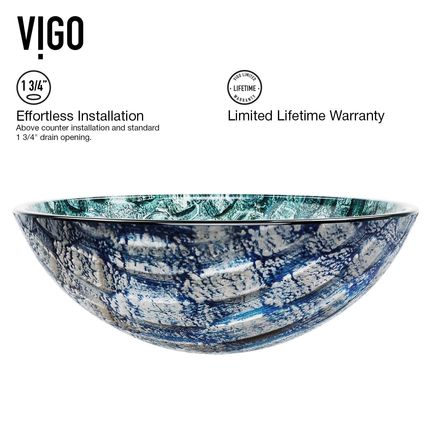 Round Glass Vessel Bathroom Sink/Basin with Scratch-Resistant Surface, Oceania M2A3 - product image 3