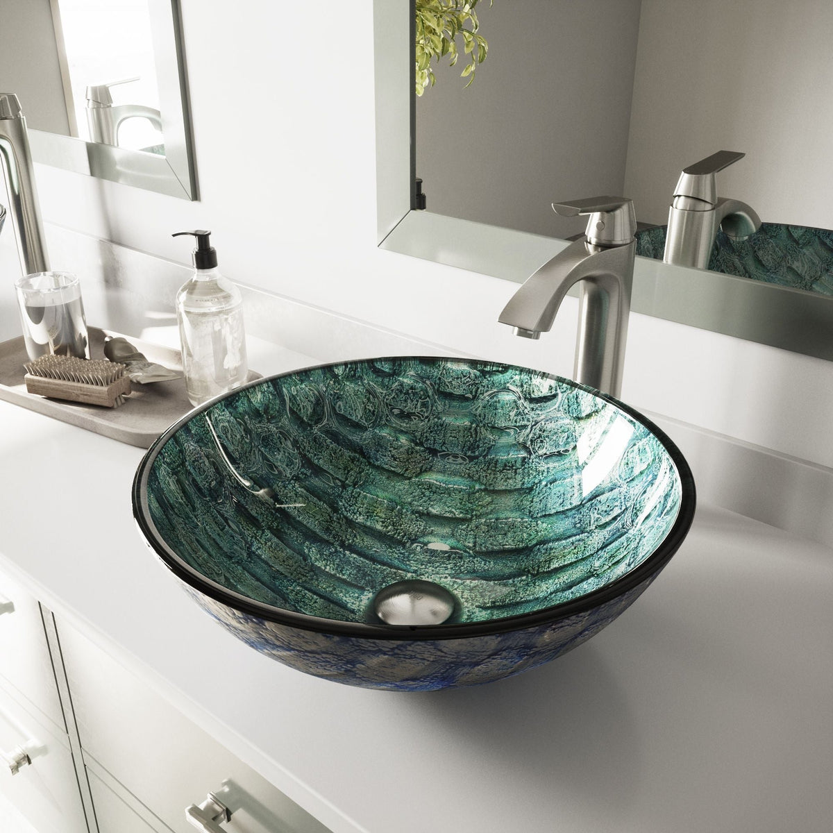 Round Glass Vessel Bathroom Sink/Basin with Scratch-Resistant Surface, Oceania L8J8 - product image 5