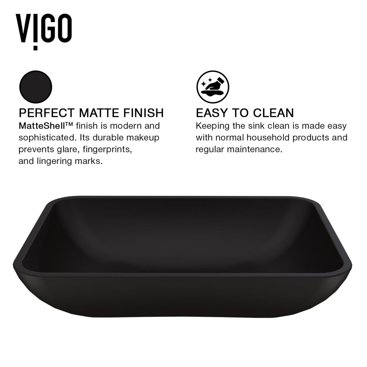 Sottile MatteShell Matte Black Bathroom Sink/Basin Set with Lexington Faucet and Glass Rectangular Vessel R1O9 - product image 4