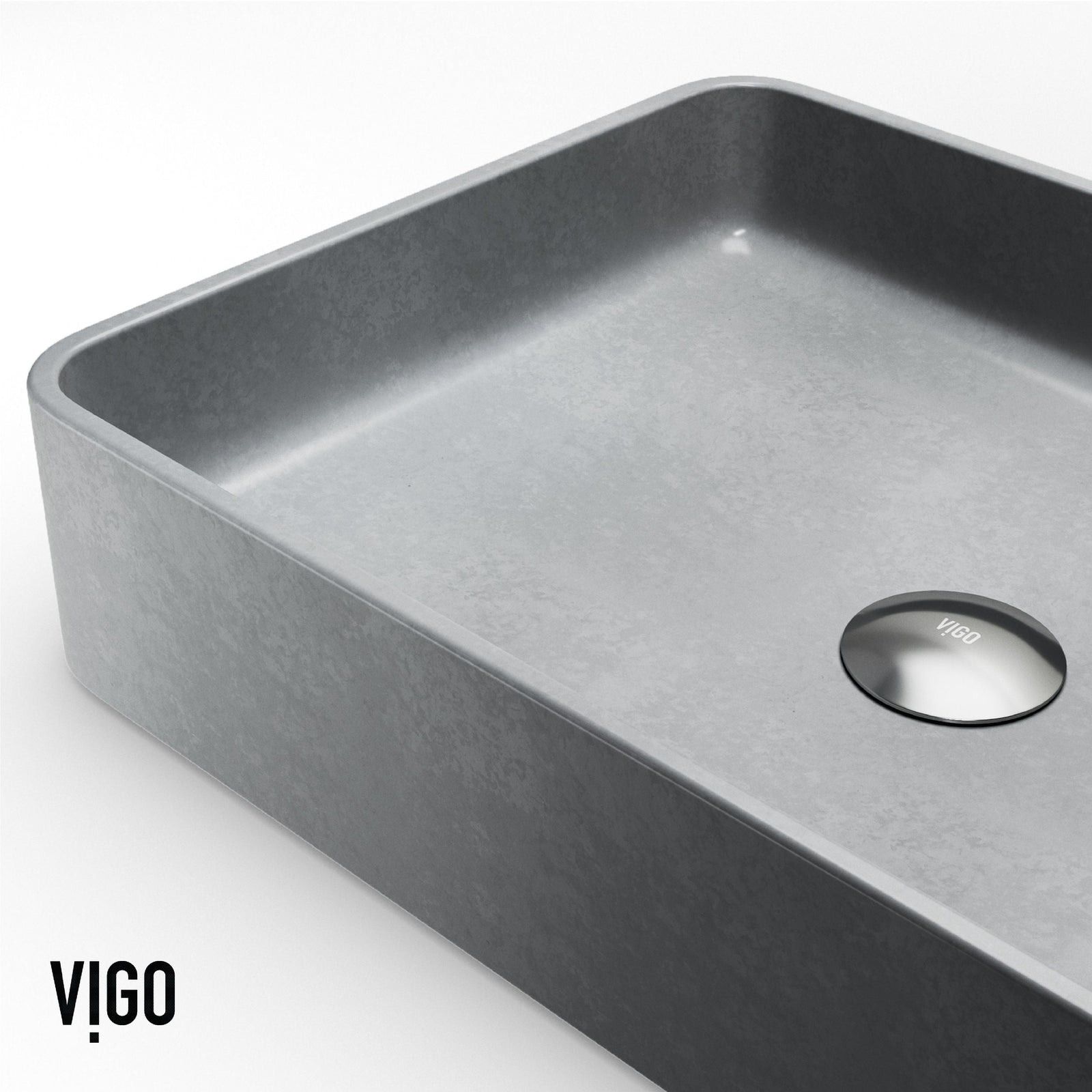 Tarragona Gothic ConcretoStone 19x14-in Deep Grey Bathroom Sink/Basin with Rectangular Vessel B8T3 - product image 2