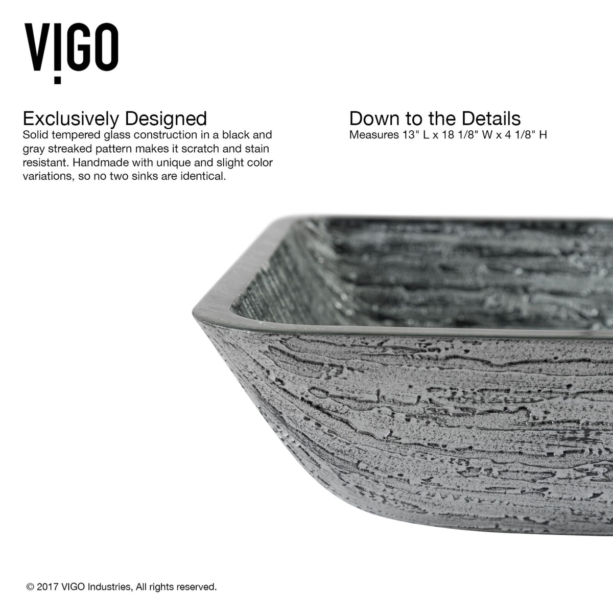 Titanium Glass Slate Grey Bathroom Sink/Basin Set with Niko Faucet and Rectangular Vessel N1N8 - product image 4