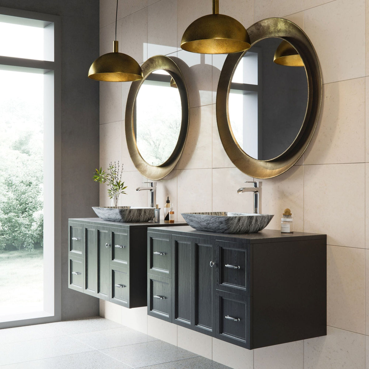 Titanium Glass Slate Grey Bathroom Sink/Basin Set with Niko Faucet and Rectangular Vessel N1N8 - product image 6