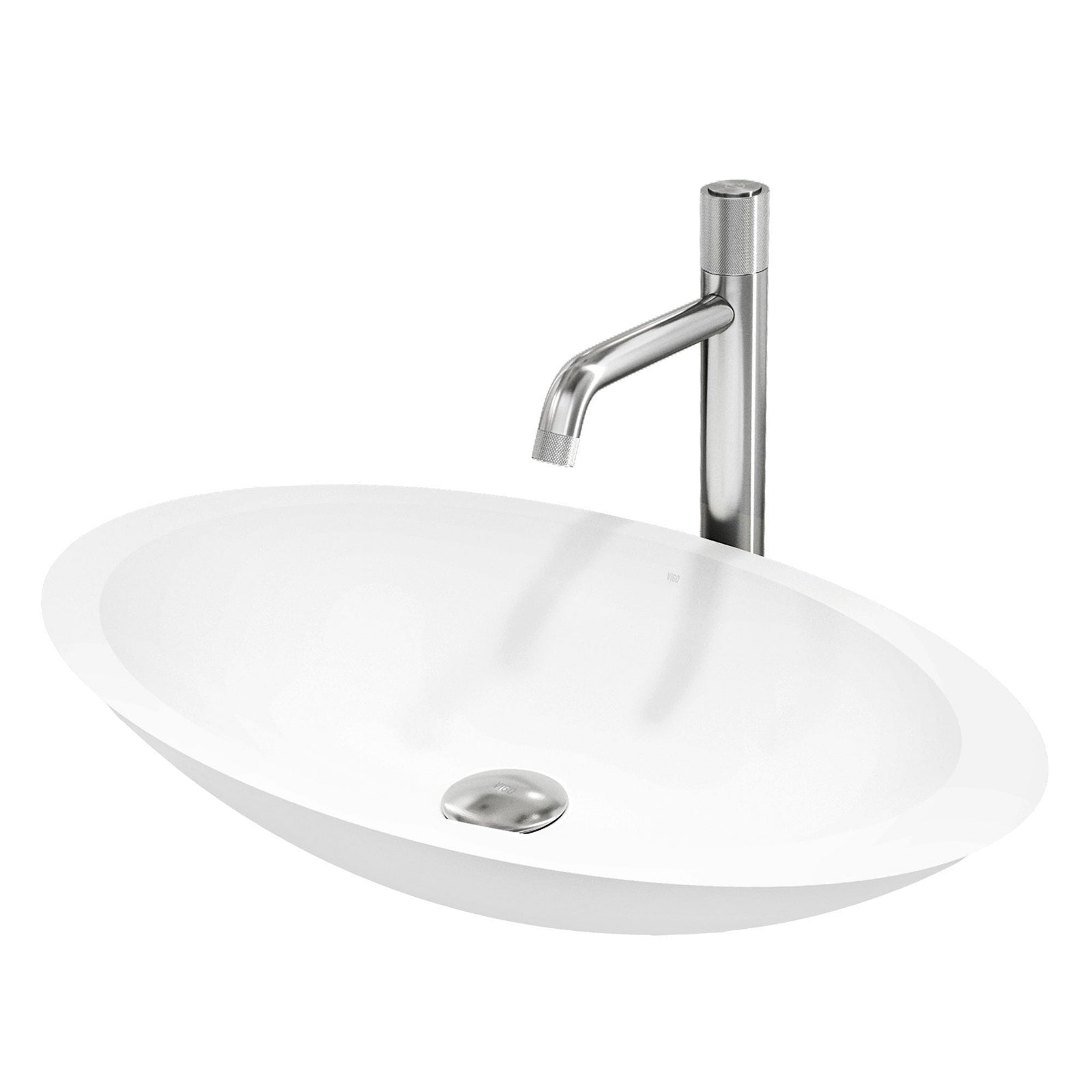 Wisteria MatteStone White Bathroom Sink/Basin Set with Apollo Faucet and Oval Composite Vessel X5R0 - product image 1
