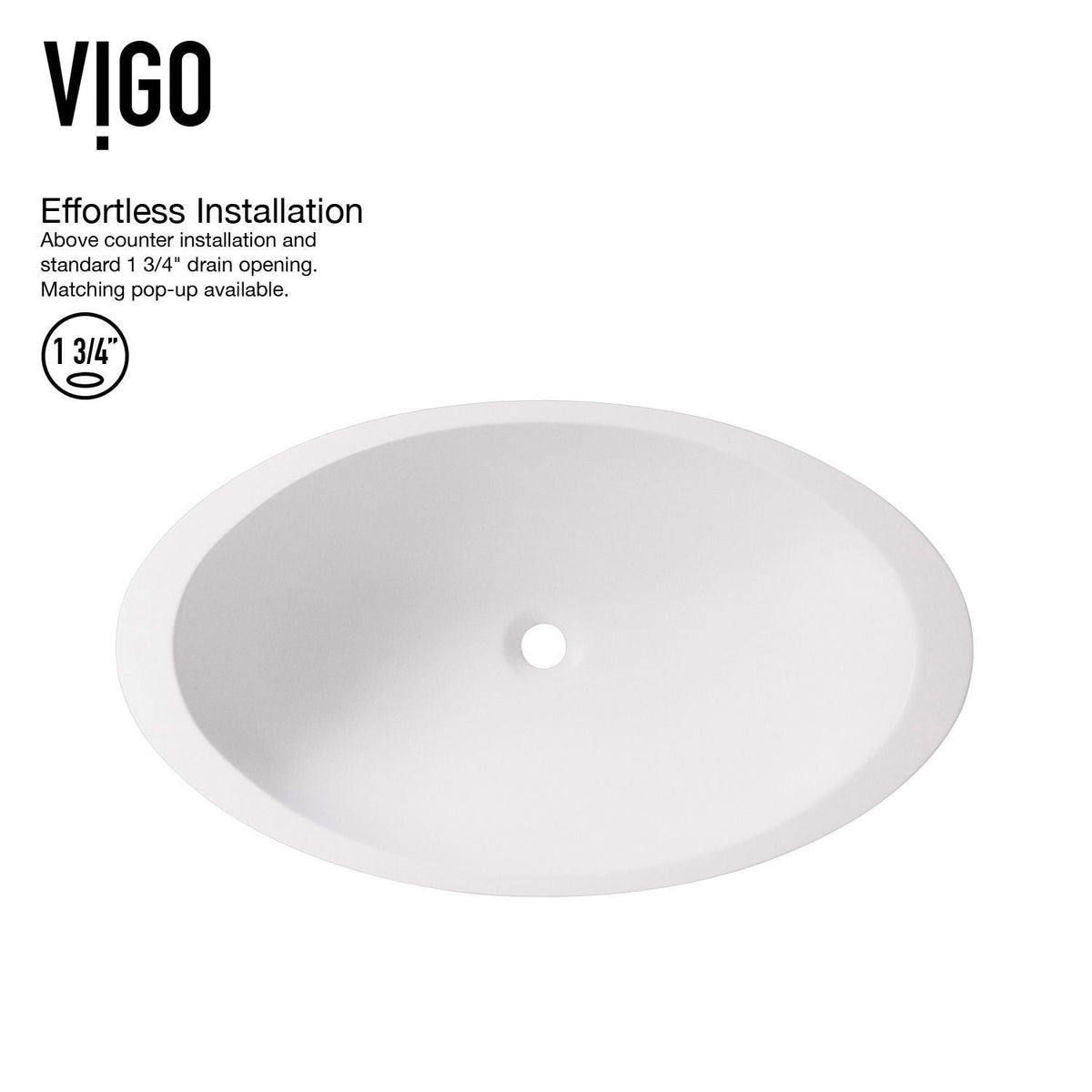 Wisteria MatteStone White Bathroom Sink/Basin Set with Apollo Faucet and Oval Composite Vessel X5R0 - product image 3