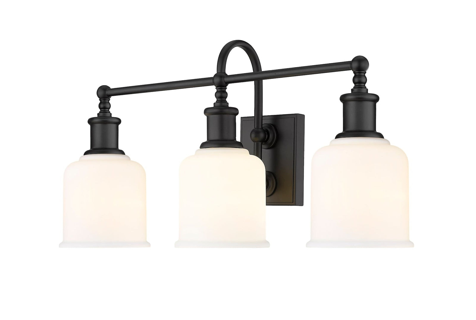 Bryant 3-Light Vanity Light, Black with Opal Shade H1K6 - product image 1
