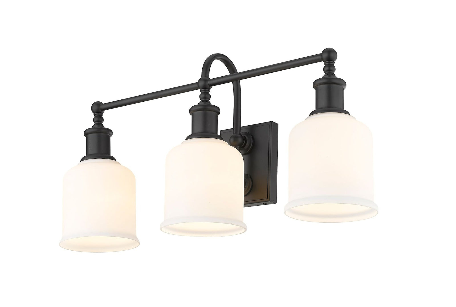 Bryant 3-Light Vanity Light, Black with Opal Shade H1K6 - product image 4