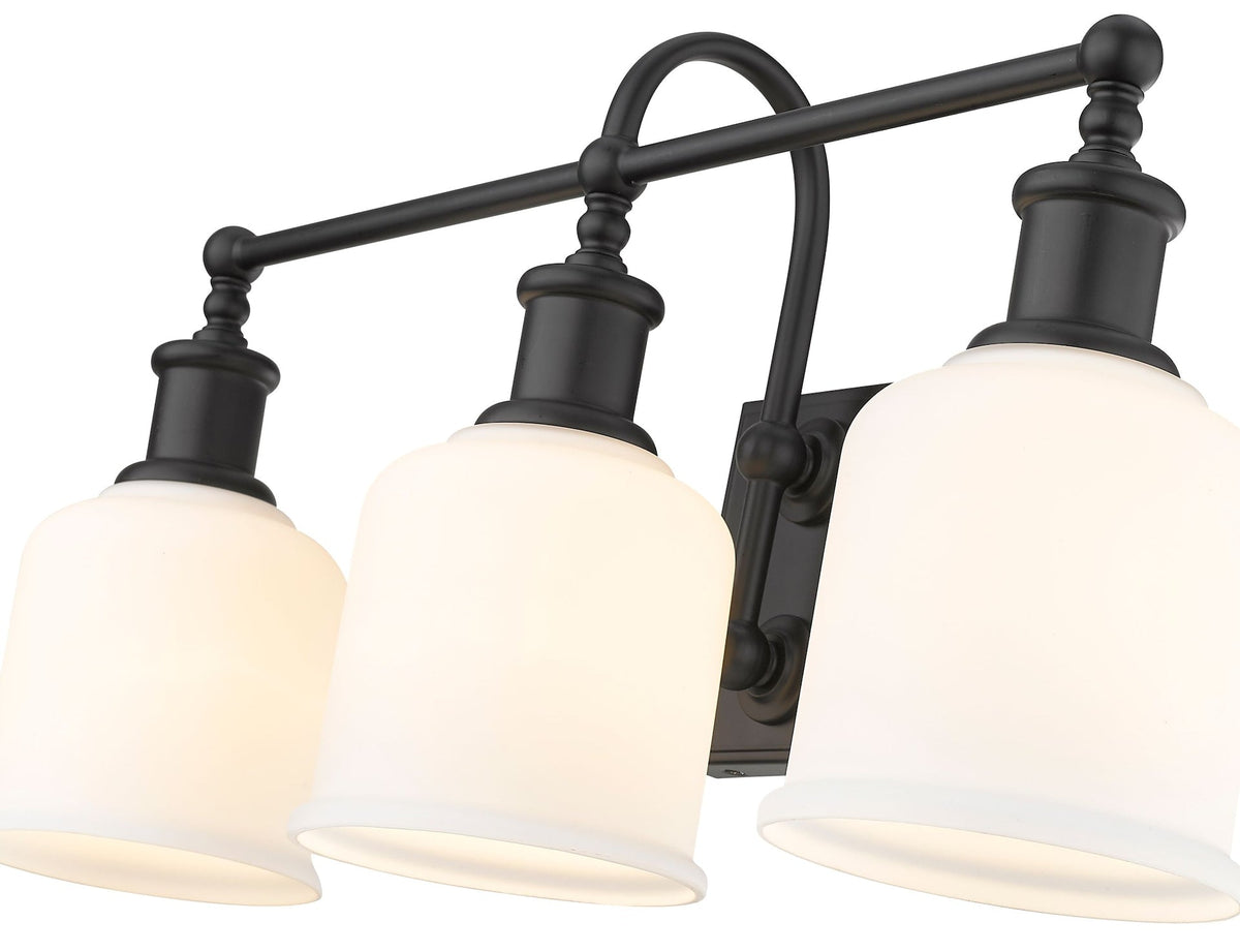 Bryant 3-Light Vanity Light, Black with Opal Shade H1K6 - product image 5