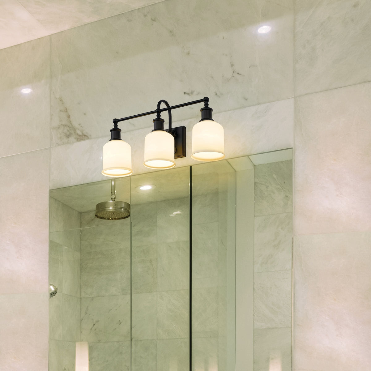 Bryant 3-Light Vanity Light, Black with Opal Shade H1K6 - product image 7