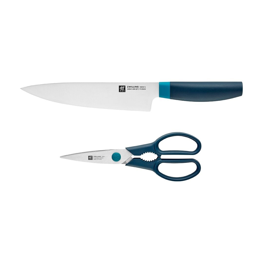 Now Multi-Purpose Stainless Steel Chef's Knife & Scissors/Shears Set, Blue, 2-pc Y2P3 - product image 1
