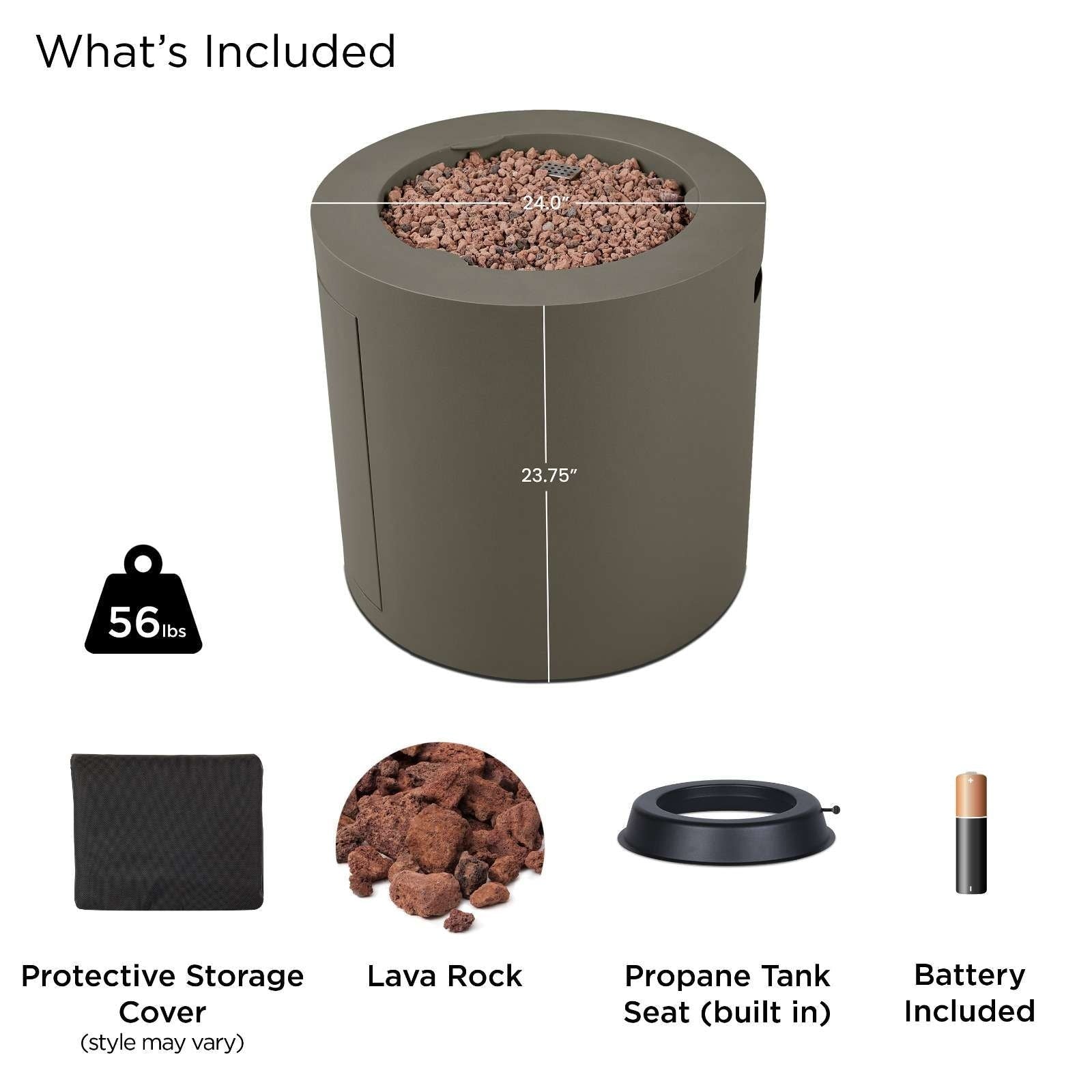 Steel Propane Fire Pit Hidden Tank in Mist Gray, 24-in P6Y8 - product image 7
