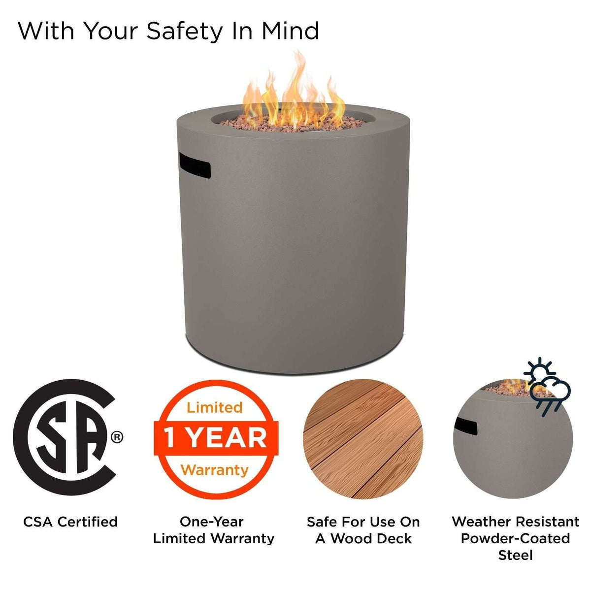 Steel Propane Fire Pit Hidden Tank in Mist Gray, 24-in P6Y8 - product image 8