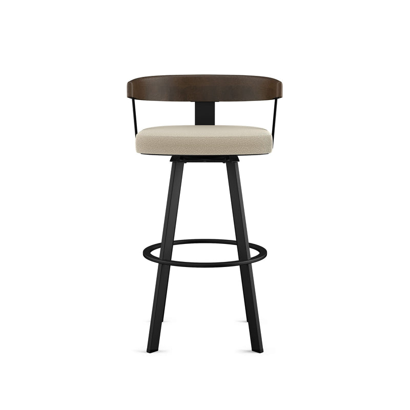 Lars Wood Swivel Bar Stool with Backrest, Black Frame, 30-in D0L5