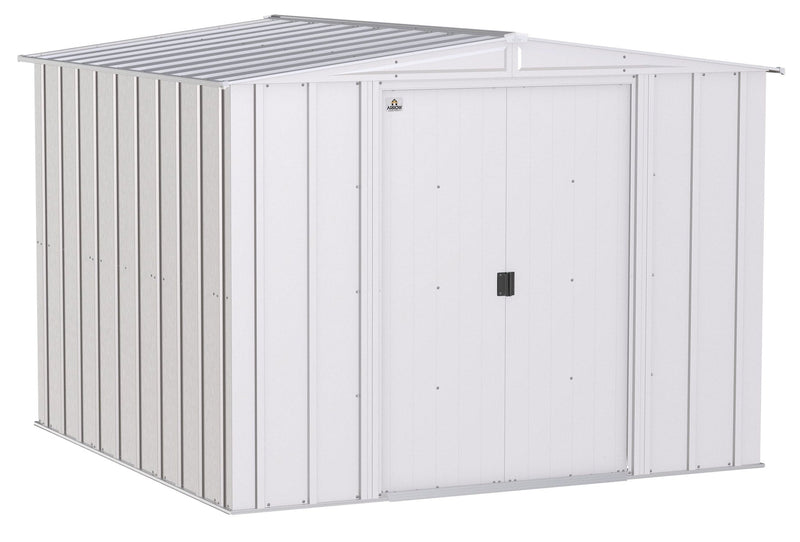 Classic Galvanized Steel Storage Shed, Flute Grey, 8-ft x 8-ft O9E8