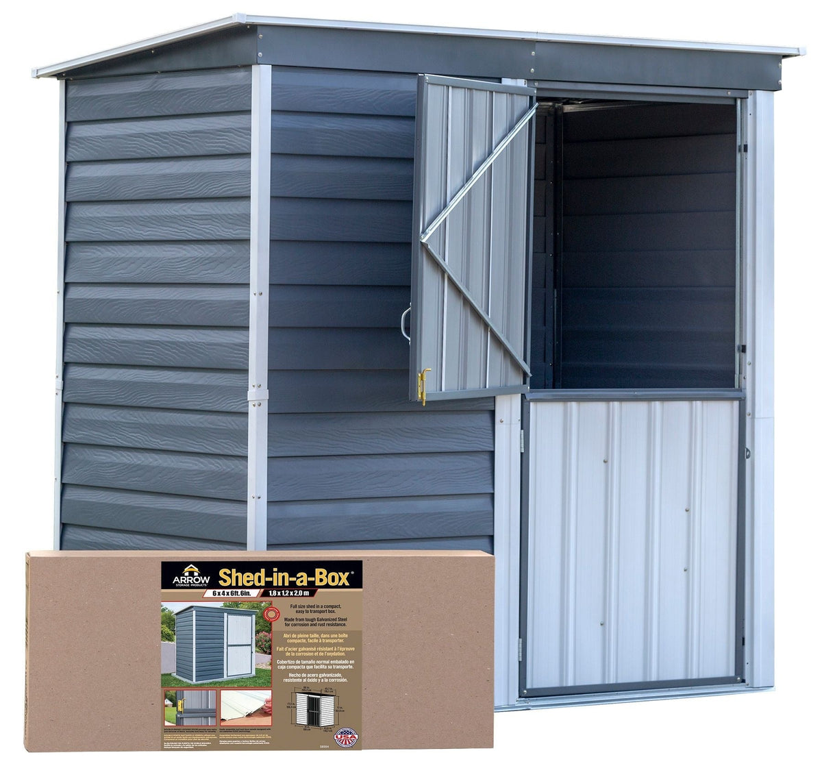 Shed-in-a-Box Steel Storage Shed, Charcoal/Cream, 6-ft x 4-ft H4Q7 - product image 3