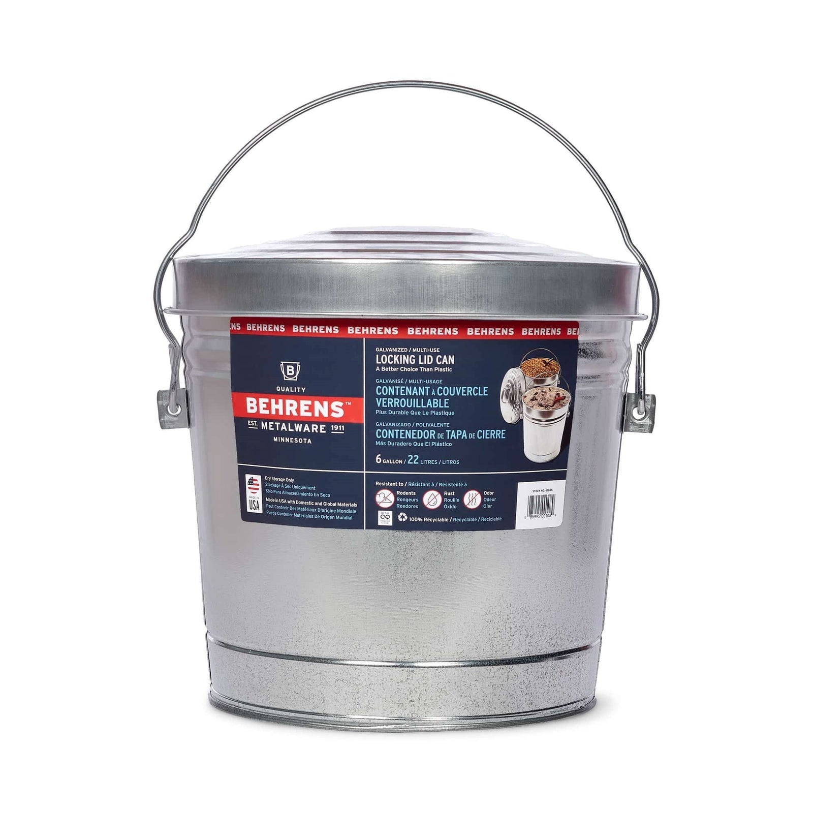 Galvanized Steel Multi-Use/Garbage Can with Locking Lid, 22-L (6 US gal) U3D9 - product image 2