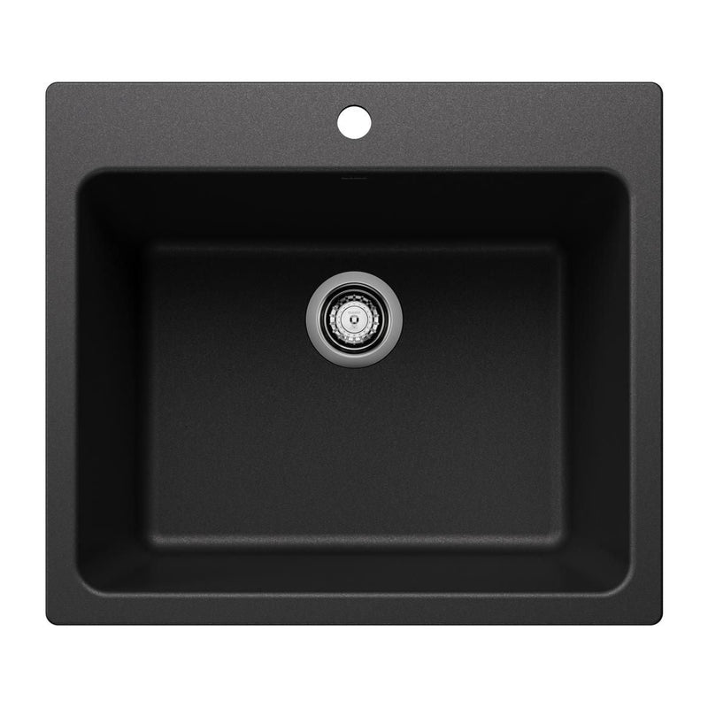 Liven SILGRANIT 25-in Single Bowl Dual Mount Laundry Sink, Anthracite T9O1