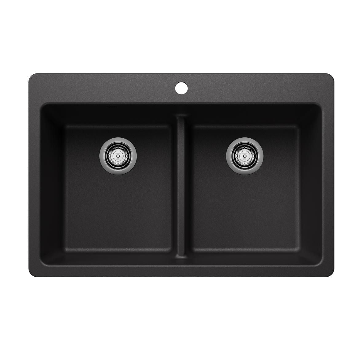 Liven SILGRANIT 33-in 50/50 Double Bowl Dual Mount Kitchen Sink with Low Divide, Anthracite W6O5 - product image 1