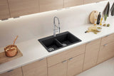 Liven SILGRANIT 33-in 50/50 Double Bowl Dual Mount Kitchen Sink with Low Divide, Anthracite W6O5 - product image 2