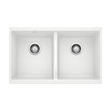 Precis SILGRANIT 29-in 50/50 Double Bowl Undermount Kitchen Sink, White F2C4 - product image 1