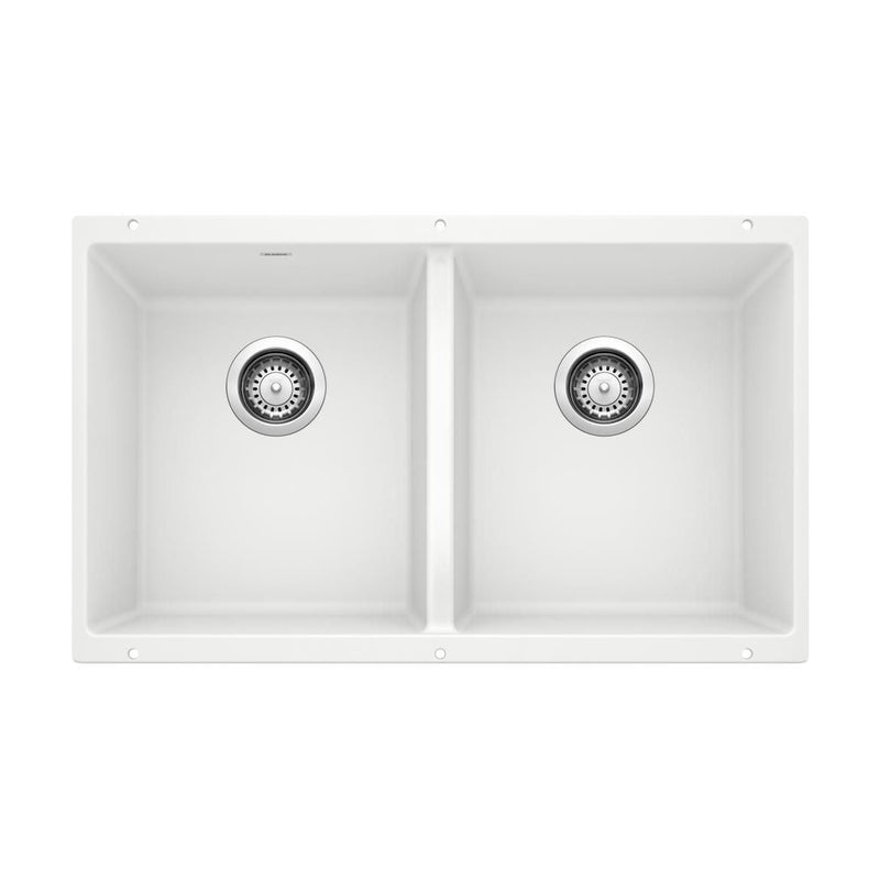 Precis SILGRANIT 29-in 50/50 Double Bowl Undermount Kitchen Sink, White F2C4