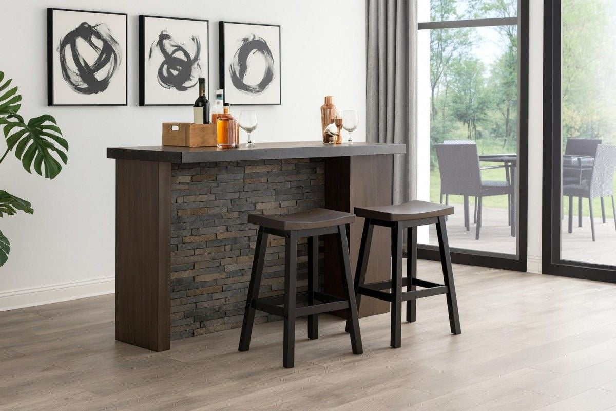 Arnold Oak/Dark Grey Counter/Bar Stool with Back Rest, 2-pc L9O8 - product image 5