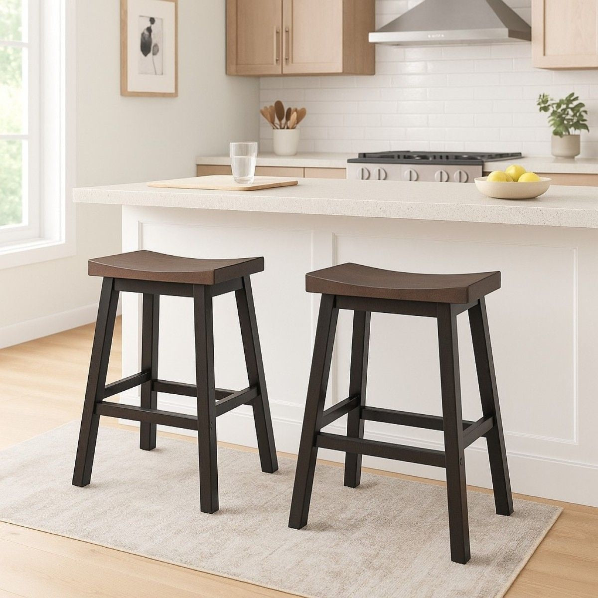 Arnold Oak/Dark Grey Counter/Bar Stool with Back Rest, 2-pc L9O8 - product image 6
