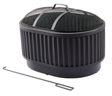Barbeau Oval Outdoor Fluted Wood Firepit, 28-in, Black V6P4 - product image 2