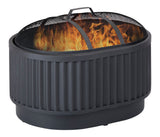 Barbeau Oval Outdoor Fluted Wood Firepit, 28-in, Black V6P4 - product image 4