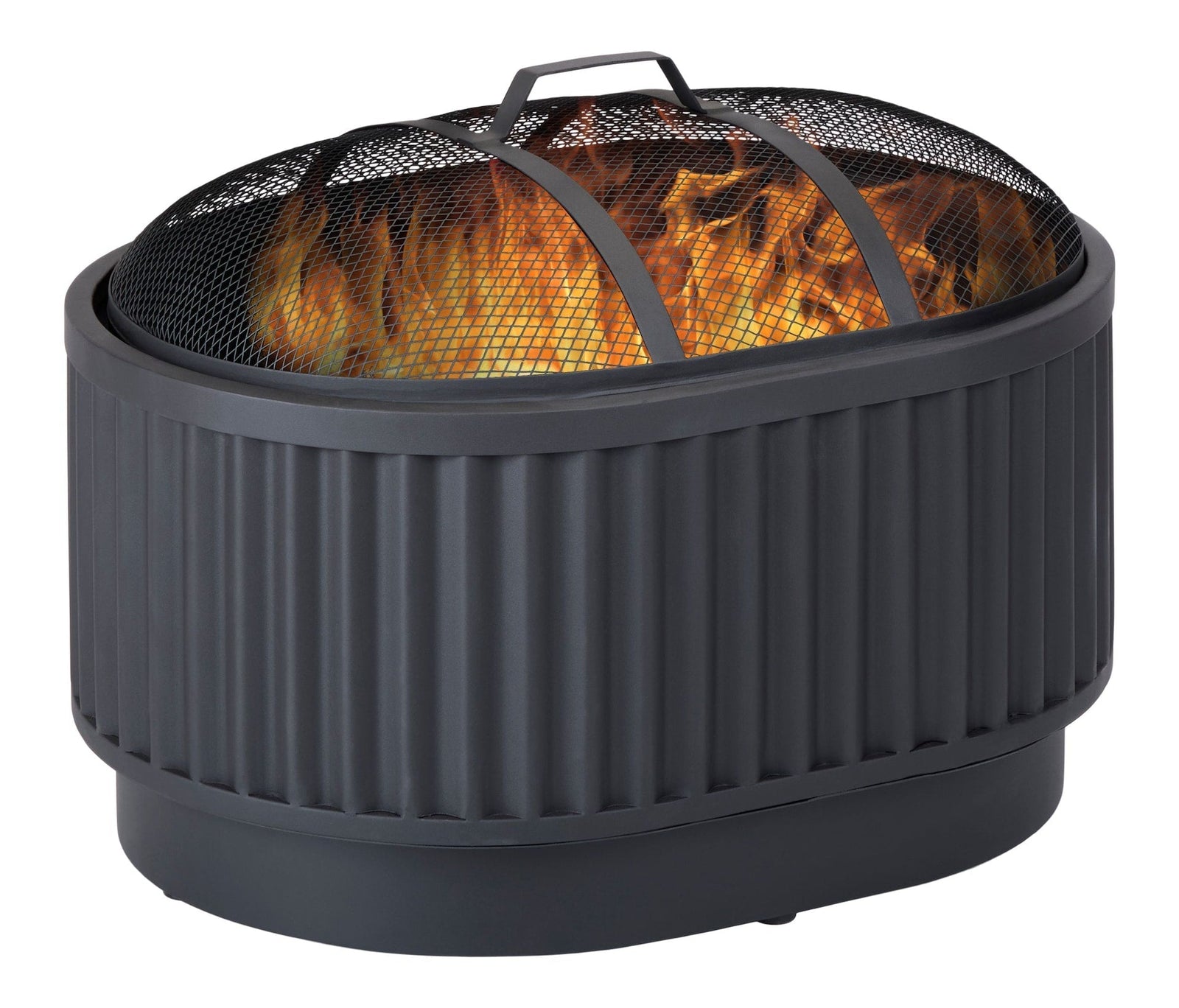 Barbeau Oval Outdoor Fluted Wood Firepit, 28-in, Black V6P4 - product image 4