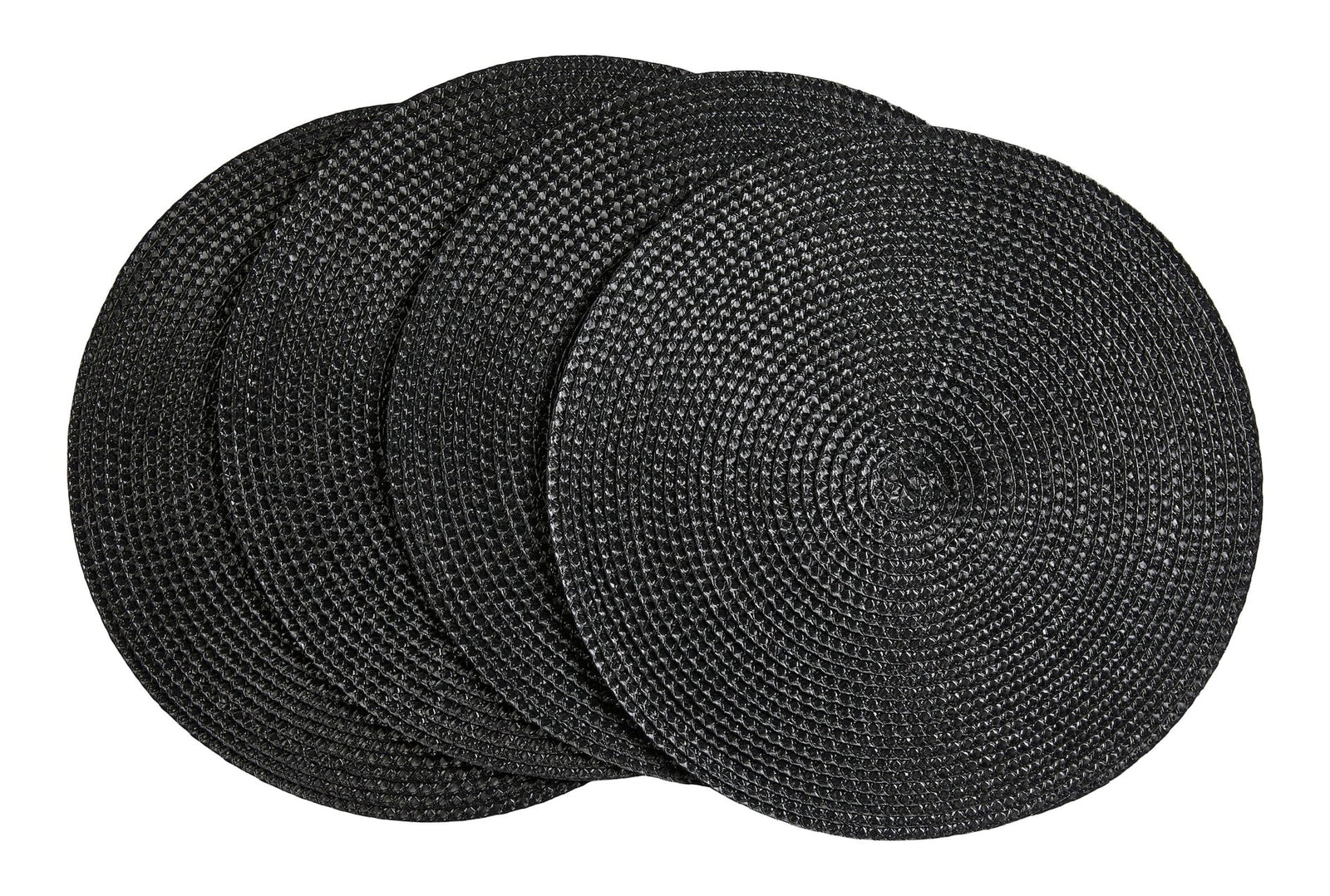 Braided Round Placemats, Black, 15-in Diameter, 4-pk G2T5 - product image 1