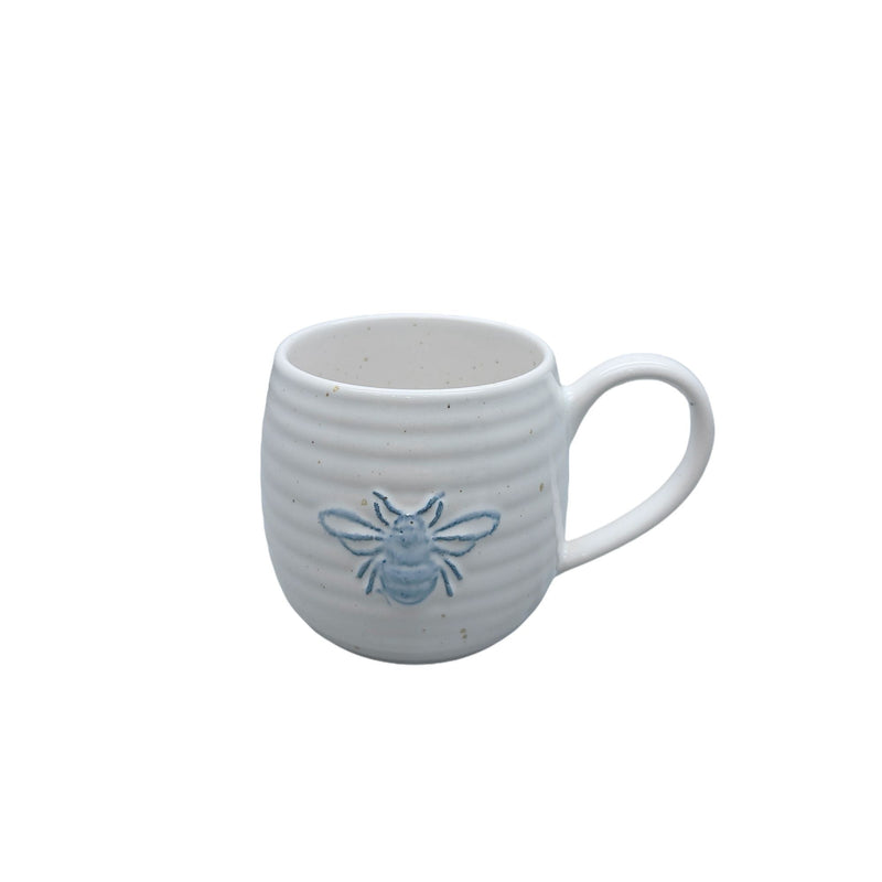 Durable Stoneware Bee Mug, White, 14-oz K0Z8