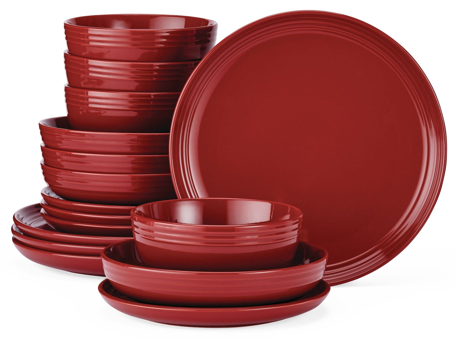 Edenhill Farmhouse Bistro Stoneware Dinnerware Set, Serves 4, 16-pc, Red B2W6 - product image 1