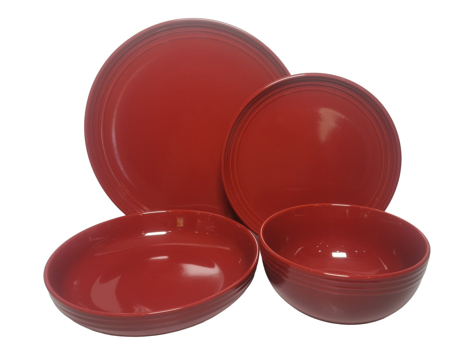 Edenhill Farmhouse Bistro Stoneware Dinnerware Set, Serves 4, 16-pc, Red B2W6 - product image 2