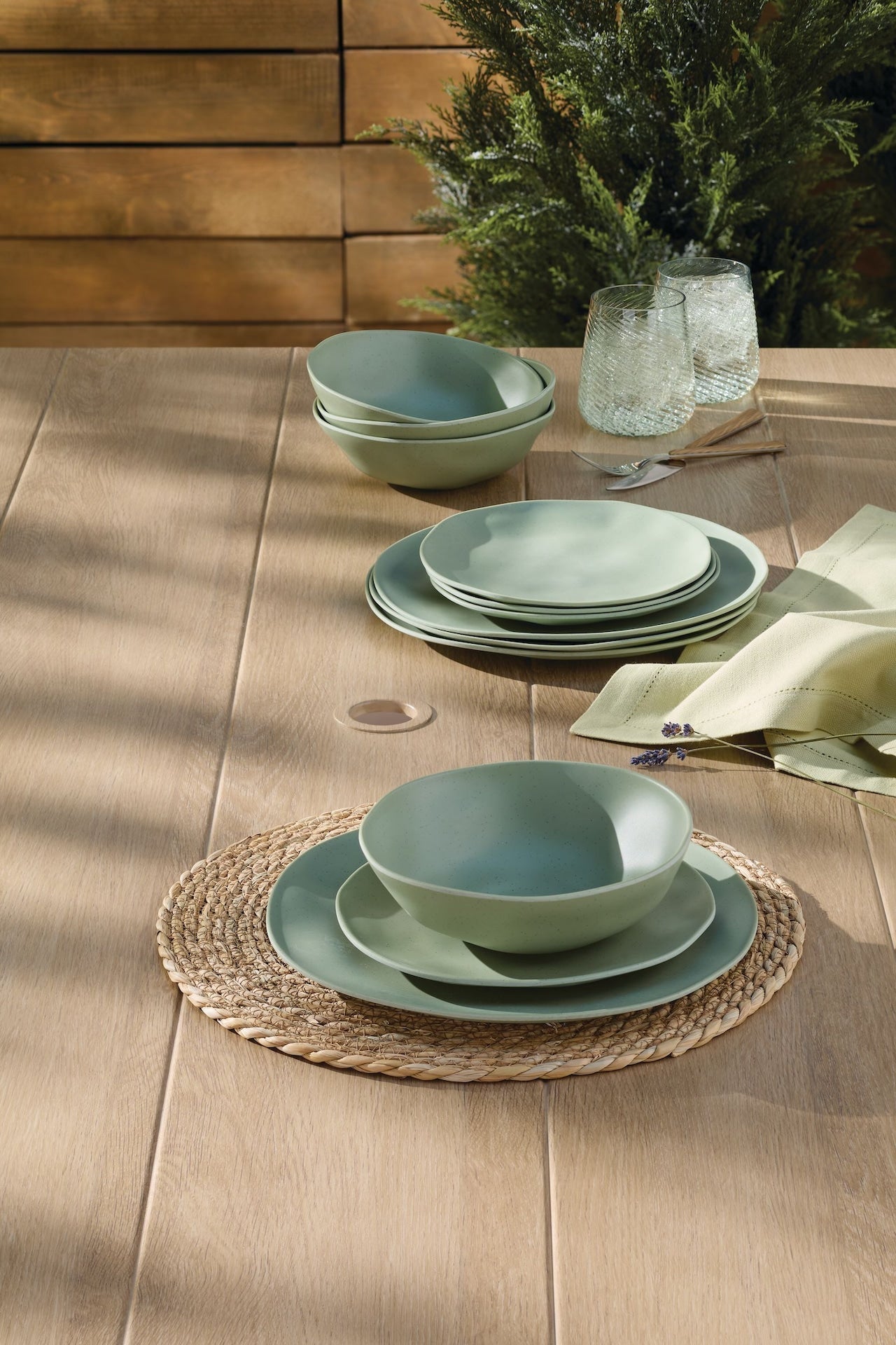 Everyday Dinnerware Set, BPA-Free, Sage Green, 12-pk P7S9 - product image 4