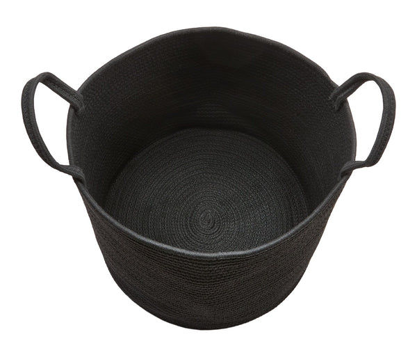 Finn Woven Cotton Rope Storage Basket, Black O6M8