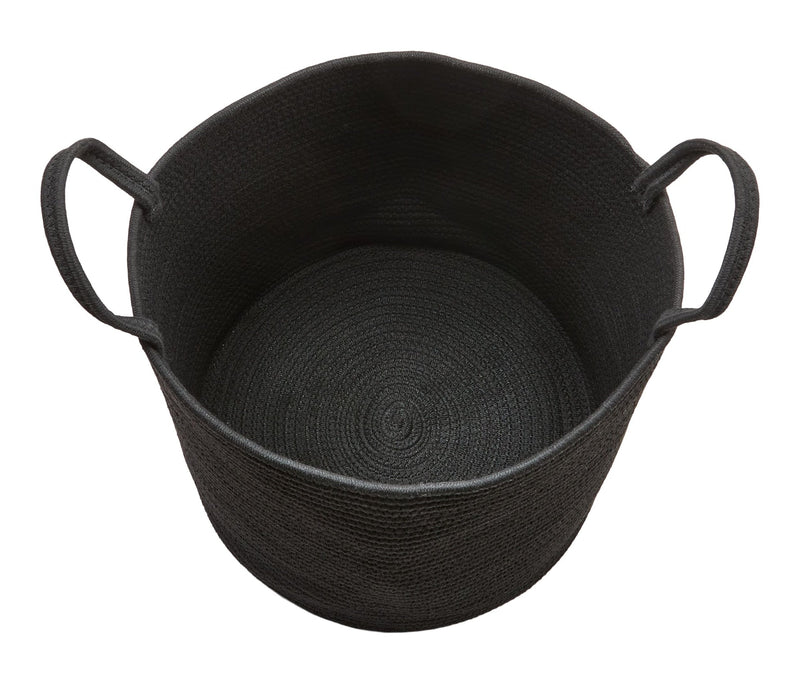 Finn Woven Cotton Rope Storage Basket, Black O6M8