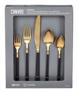 Flatware Set, Serves 4, 20-pc, Black & Gold K2Y4 - product image 1