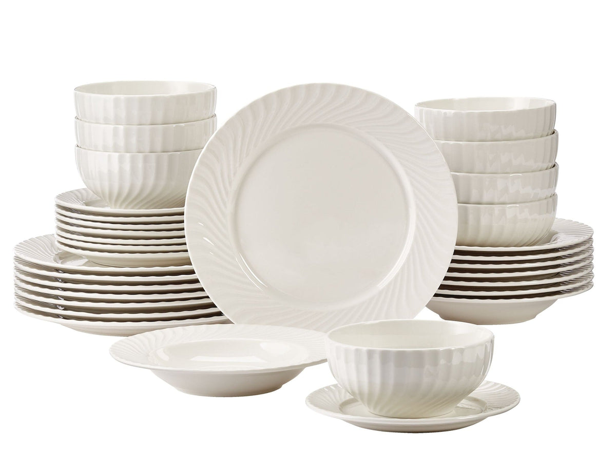 Milliken Embossed Stoneware Dinnerware Set, Serves 8, 32-pc, White H0T3 - product image 1