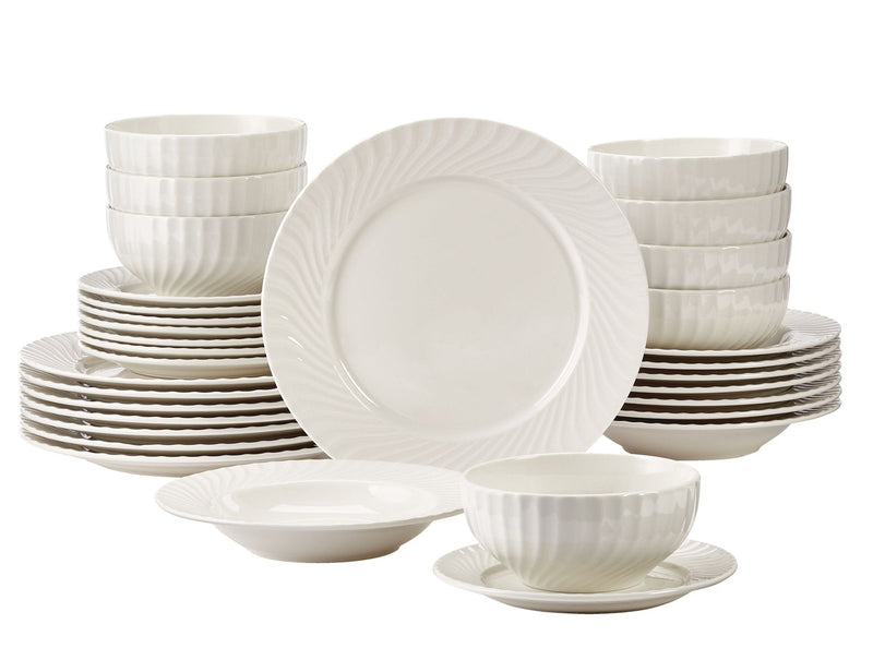 Milliken Embossed Stoneware Dinnerware Set, Serves 8, 32-pc, White H0T3