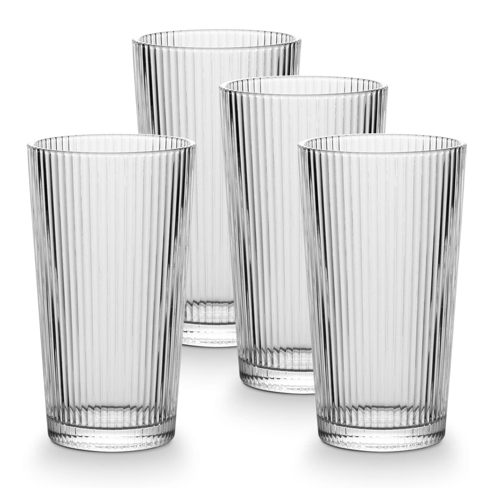 Ribbed High Ball Glass Set, Lead-free, 4-pc Y0F2 - product image 3