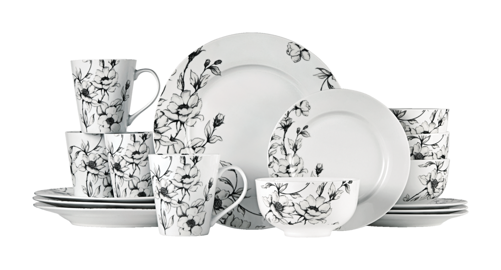Wild Rose Porcelain Dinnerware Set, Serves 4, 16-pc, White M1S2 - product image 1
