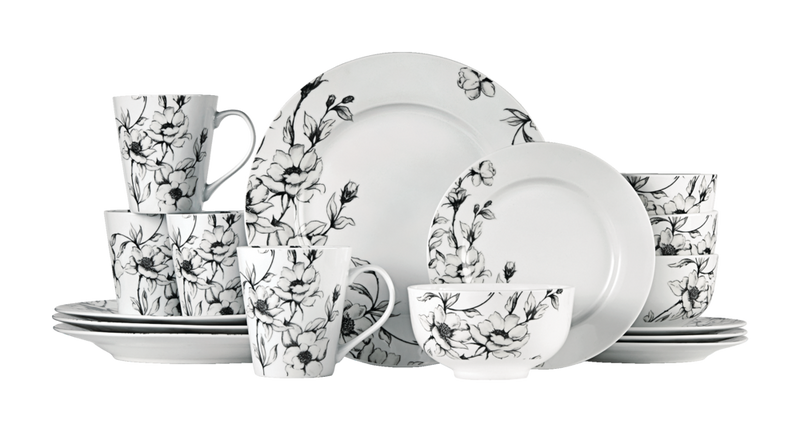 Wild Rose Porcelain Dinnerware Set, Serves 4, 16-pc, White M1S2